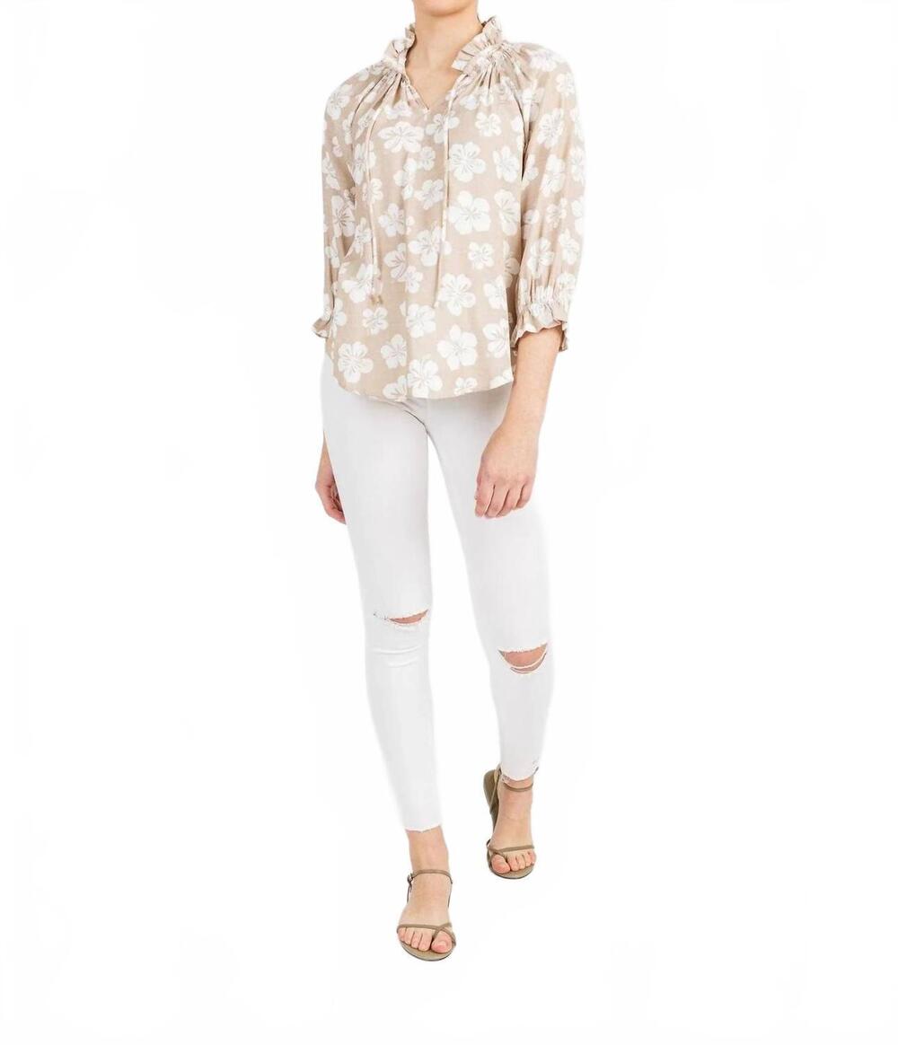 NEW YANA K belmont top - hibiscus in cream
